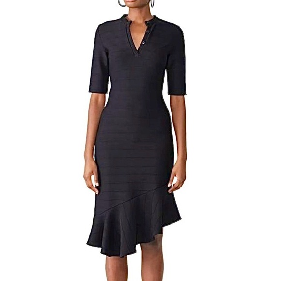 Shoshanna Dresses & Skirts - SOLD. Shoshanna Adria Shirt Sheath Midi Dress 12 Asymmetrical Ruffle Flu